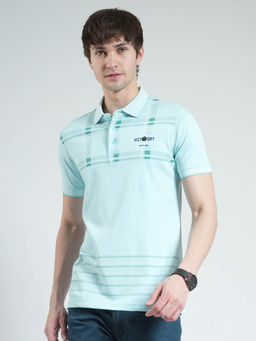Monte Carlo - Men Sea Green Slim Fit Collar Neck Polo T-shirt