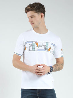 Monte Carlo - Men White Printed Round Neck T-shirt