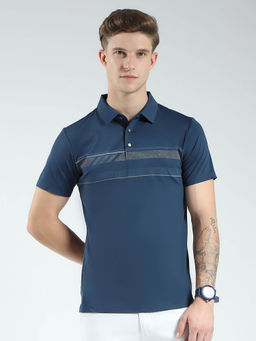 Monte Carlo - Men Navy Blue Slim Fit Collar Neck Polo T-shirt