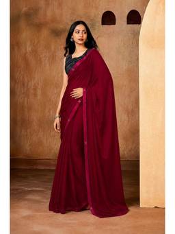 Sedora Couture - Sanvi-3 Red Solid Saree