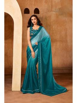 Sedora Couture - Sanvi-3 Teal Printed Saree