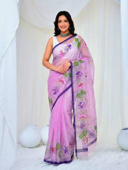 Doria Lifestyle - Purple Floral Kota Saree