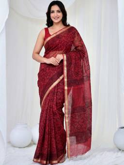 Doria Lifestyle - Red Ethnic Motifs Kota Saree