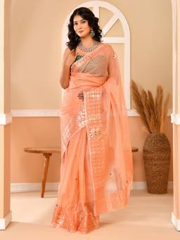 Doria Lifestyle - Orange Embellished Gotta Patti Kota Saree