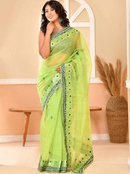 Doria Lifestyle - Embellished Green Gotta Patti Designer Kota Saree