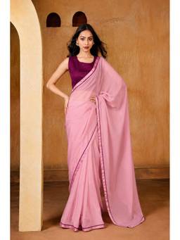 Sedora Couture - Sanvi-3 Pink Solid Saree