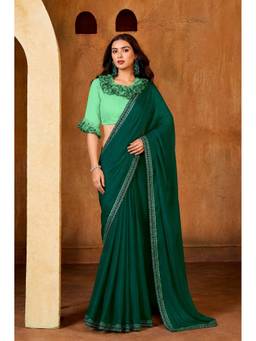 Sedora Couture - Sanvi-3 Green Solid Saree