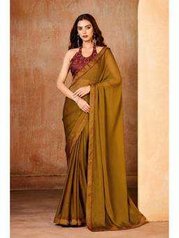 Sedora Couture - Sanvi-3 Mustard Solid Saree
