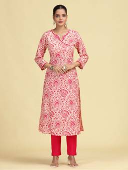 Cotton Culture - Red Printed Pure Cotton A-Line Kurta