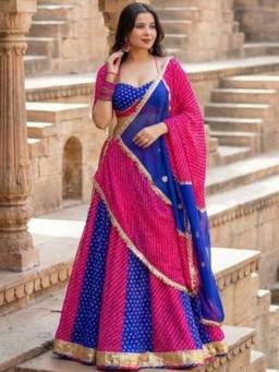 Doria Lifestyle - Embellished Multi-Color Ready to Wear Lehenga with Blouse and Dupatta
