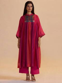 Ganga Fashions - Rust Woven Anarkali Kurta with Pant