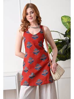 Laado - Red Women Ethnic Motifs Printed Pure Cotton Kurti