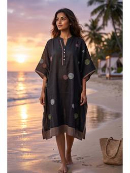 NAVYAS FASHION - Black Embroidered Cotton Kaftan