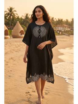 NAVYAS FASHION - Black Cut Work Cotton Kaftan
