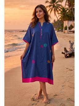 NAVYAS FASHION - Blue Women Embroidery Cotton Kaftan