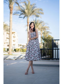 SAY - Off White Floral Print Dress