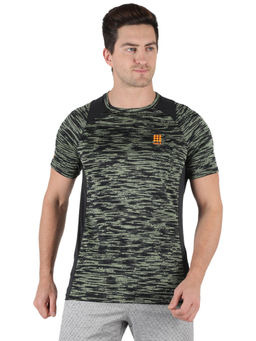 Rock.it - Men Olive Round Neck Smart Fit Half Sleeve T-shirt