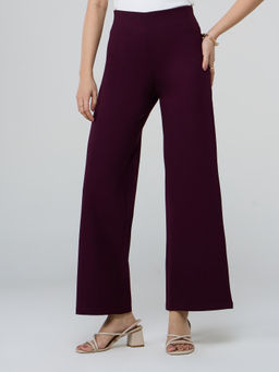 Twenty Dresses by Nykaa Fashion - Wine High Waist Clean Front Wide Trousers