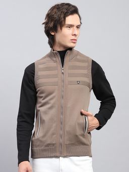 Monte Carlo - Mens Brown High Neck Sleeveless Sweater