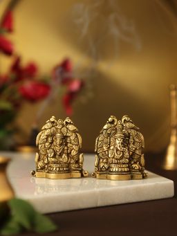 Revive Home - Laxmi Ganesha With Peacock Details In Brass