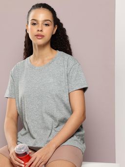 DILLINGER - Womens Polyester Plain Boxy Regular Fit Grey T-Shirt