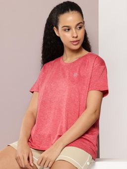 DILLINGER - Womens Polyester Plain Boxy Regular Fit Red T-Shirt