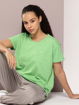 DILLINGER - Womens Polyester Plain Boxy Regular Fit Green T-Shirt