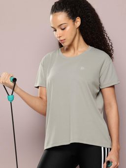 DILLINGER - Womens Polyester Plain Boxy Regular Fit Metallic Grey T-Shirt