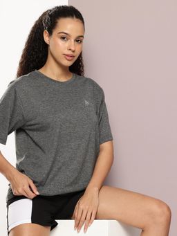DILLINGER - Womens Polyester Plain Oversized Fit Charcoal T-Shirt