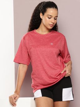 DILLINGER - Womens Polyester Plain Oversized Fit Red T-Shirt
