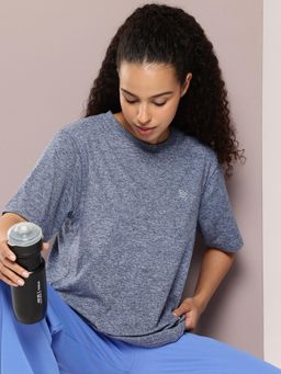 DILLINGER - Womens Polyester Plain Oversized Fit Blue T-Shirt