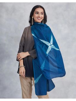 Fabindia - Teal Silk Tie & Dye Stole