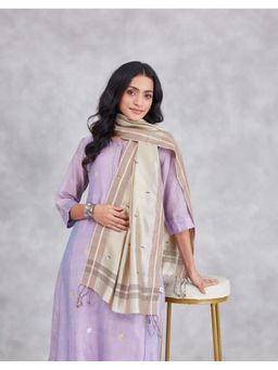 Fabindia - Beige Silk Blend Jamdani Stole