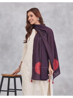 Fabindia - Purple Cotton Hand Embroidered Stole