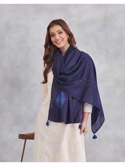Fabindia - Navy Blue Cotton Hand Embroidered Stole