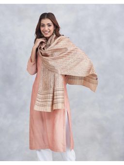 Fabindia - Beige Silk Blend Hand Block Printed Stole