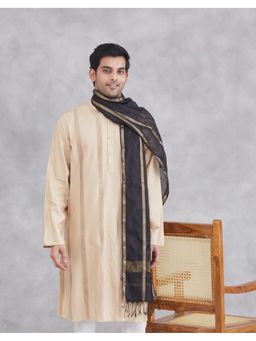 Fabindia - Black Cotton Silk Maheshwari Men Stole