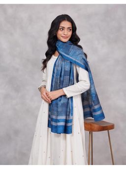 Fabindia - Blue Silk Hand Block Printed Stole