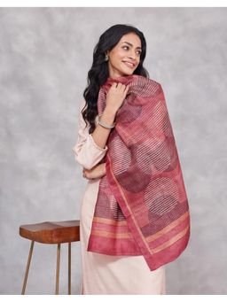 Fabindia - Wine Silk Hand Block Printed Stole
