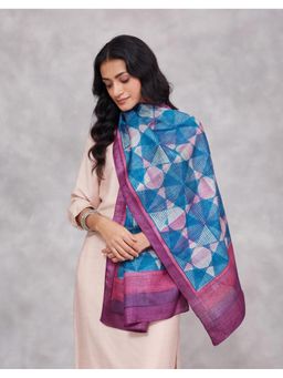 Fabindia - Turquoise Silk Hand Block Printed Stole