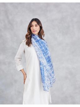 Fabindia - Blue Silk Batik Printed Stole