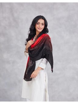 Fabindia - Black Viscose Blend Bandhani Stole
