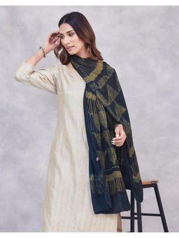 Fabindia - Green Viscose Hand Block Printed Stole