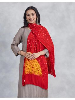 Fabindia - Red Viscose Blend Tie & Dye Stole