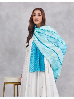 Fabindia - Teal Silk Tie & Dye Stole