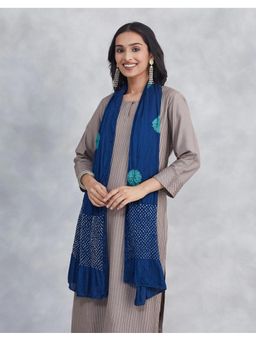 Fabindia - Blue Viscose Blend Bandhani Stole
