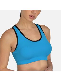 Mod & Shy - Lightly Padded Workout Sports Bra - Blue