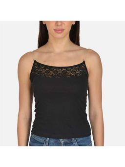 Mod & Shy - Solid Lace Detail Spaghetti Camisole - Black