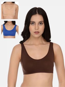 Mod & Shy - Pack Of 3 Non-wired Non Padded Bralette Bra - Multi-Color