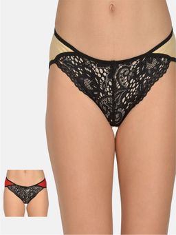 Mod & Shy - Pack Of 2 Women Lace Detail Brief - Multi-Color
